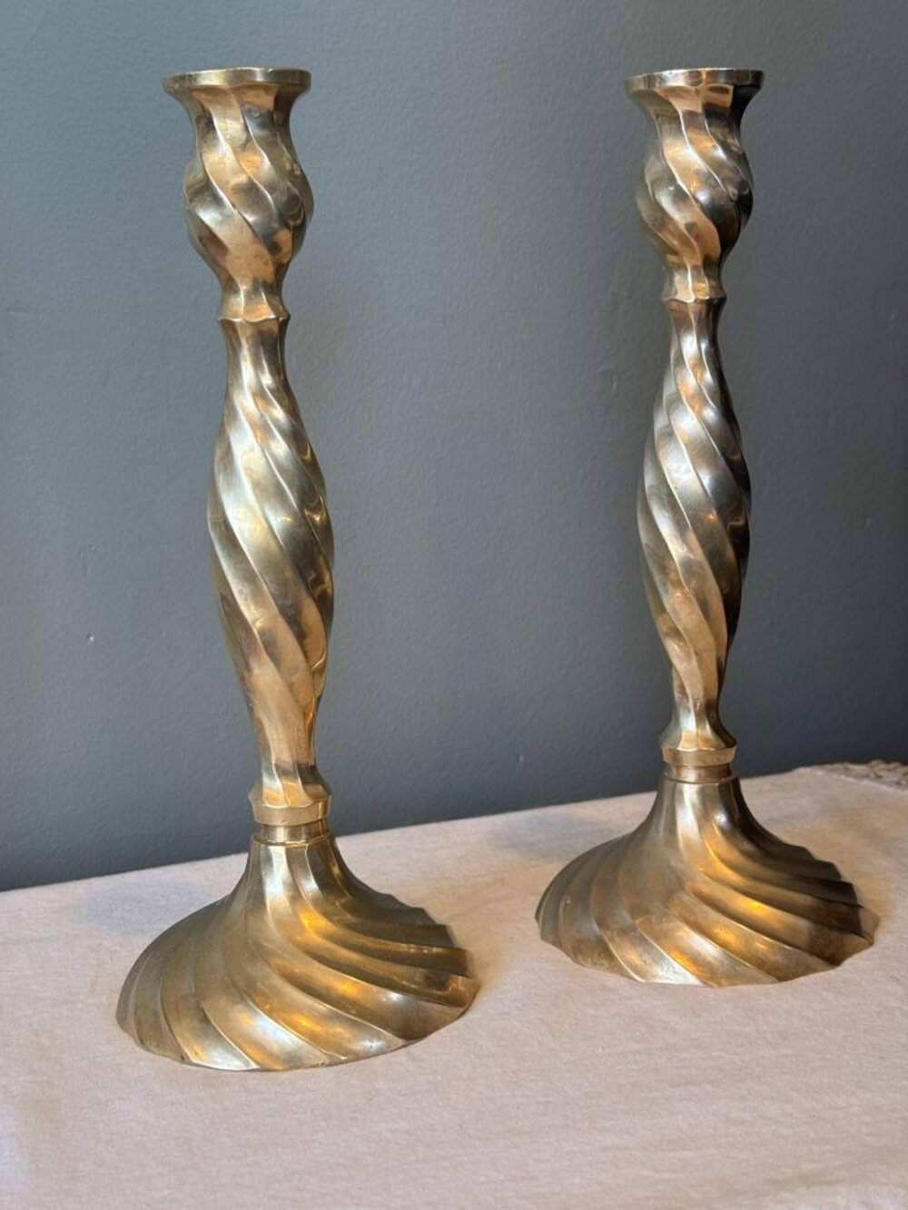 Vintage Brass Twist Candlesticks Set of 2